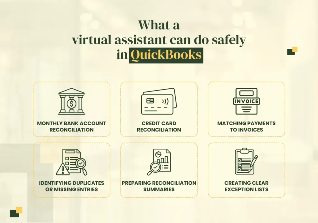 What a virtual assistant can do safely in QuickBooks